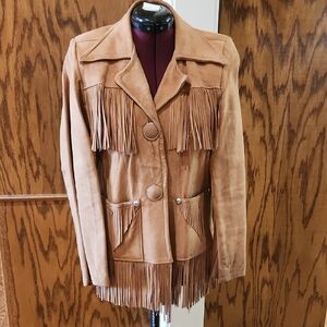 PIONEER Tan Leather Fringe Jacket